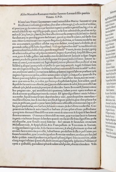 Poliziano Angelo : Poliziano Angelo Omnia opera Angeli Politiani...Venezia, Aldus,1498  - Asta Libri antichi e rari, Stampe, Vedute e Mappe - Associazione Nazionale - Case d'Asta italiane