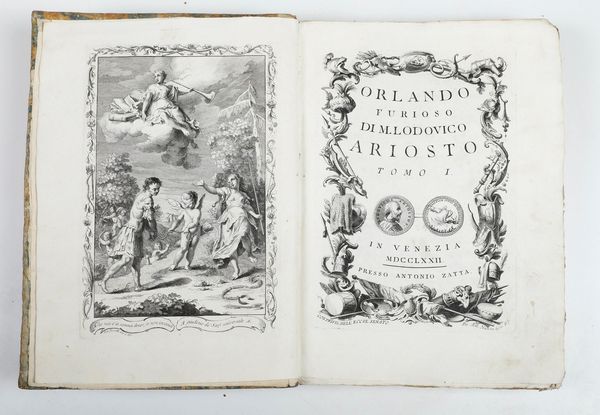 Ludovico Ariosto Orlando furioso... tomi dall'1 al 4, in Venetia, presso antonio Zatta, 1772-1773  - Asta Libri antichi e rari, Stampe, Vedute e Mappe - Associazione Nazionale - Case d'Asta italiane