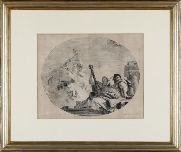 Tiepolo Giandomenico (Venezia, 30 agosto 1727  Venezia, 3 marzo 1804) <BR> Le tre virt teologali... Venezia, seconda met secolo XVIII  - Asta Libri antichi e rari, Stampe, Vedute e Mappe - Associazione Nazionale - Case d'Asta italiane