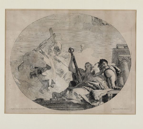 Tiepolo Giandomenico (Venezia, 30 agosto 1727  Venezia, 3 marzo 1804) <BR> Le tre virt teologali... Venezia, seconda met secolo XVIII  - Asta Libri antichi e rari, Stampe, Vedute e Mappe - Associazione Nazionale - Case d'Asta italiane