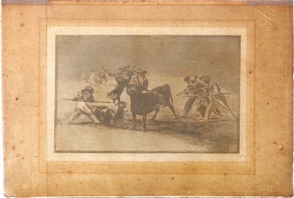Francisco Goya : Goya Francisco  (Fuendetodos, 1746 – Bordeaux, 1828) Palenque de los moros hecho con burros para defenderse del toro embolado  - Asta Libri antichi e rari, Stampe, Vedute e Mappe - Associazione Nazionale - Case d'Asta italiane