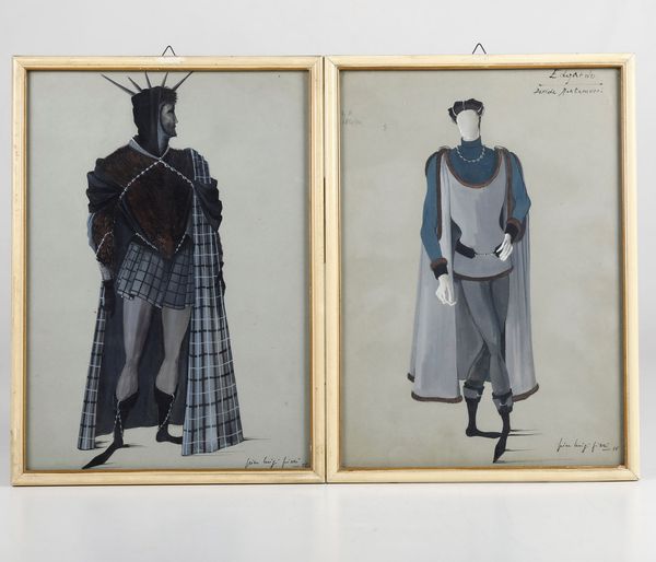 Pierluigi Pizzi : Pierluigi Pizzi. Bozzetti teatrali per i costumi di scena del del Re Lear  - Asta Libri antichi e rari, Stampe, Vedute e Mappe - Associazione Nazionale - Case d'Asta italiane