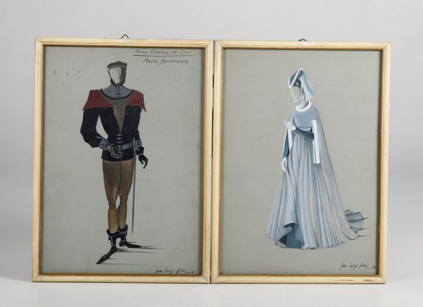 Pierluigi Pizzi : Pierluigi Pizzi. Bozzetti teatrali per i costumi di scena del del Re Lear  - Asta Libri antichi e rari, Stampe, Vedute e Mappe - Associazione Nazionale - Case d'Asta italiane