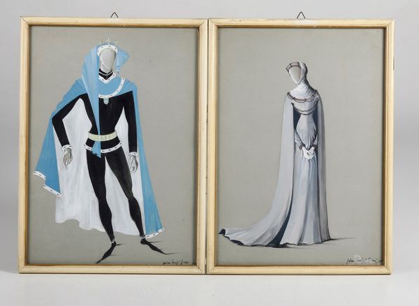 Pierluigi Pizzi : Pierluigi Pizzi. Bozzetti teatrali per i costumi di scena del del Re Lear  - Asta Libri antichi e rari, Stampe, Vedute e Mappe - Associazione Nazionale - Case d'Asta italiane