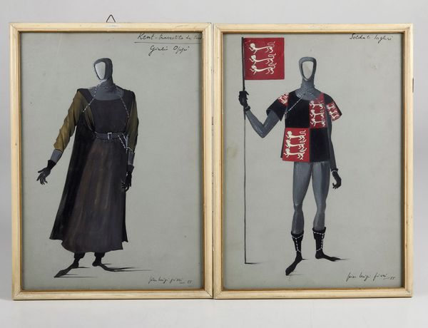 Pierluigi Pizzi : Pierluigi Pizzi. Bozzetti teatrali per i costumi di scena del del Re Lear  - Asta Libri antichi e rari, Stampe, Vedute e Mappe - Associazione Nazionale - Case d'Asta italiane