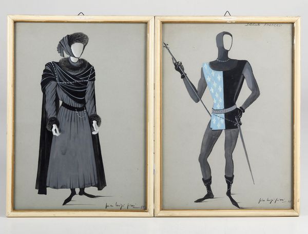 Pierluigi Pizzi : Pierluigi Pizzi. Bozzetti teatrali per i costumi di scena del del Re Lear  - Asta Libri antichi e rari, Stampe, Vedute e Mappe - Associazione Nazionale - Case d'Asta italiane