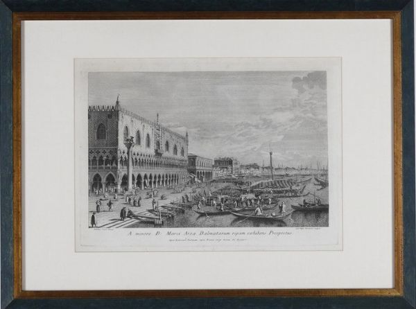 Giambattista Brustolon-Canaletto. A minore D: Marci area dalmatarum ripam exhibens prospectus (Palazzo Ducale-Riva degli Schiavoni)... apud Ludovicum Furlanetto, secolo XVIII.  - Asta Libri antichi e rari, Stampe, Vedute e Mappe - Associazione Nazionale - Case d'Asta italiane