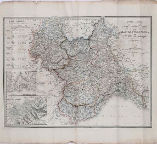 Carta geografica e stradale degli stati del re di Sardegna, 1853  - Asta Libri antichi e rari, Stampe, Vedute e Mappe - Associazione Nazionale - Case d'Asta italiane