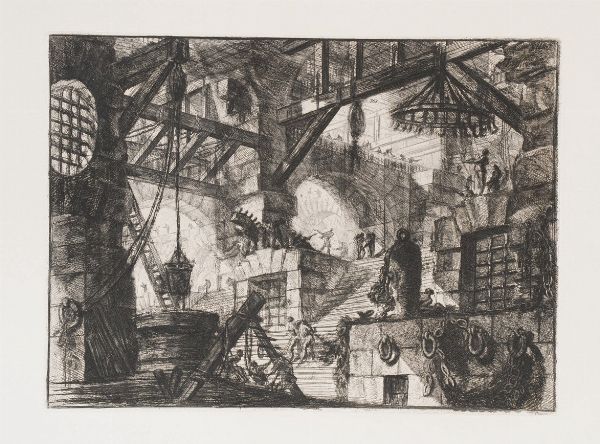 Piranesi Giovan Battista (1720-1778) Carceri d'invenzione. Tavola numero XIII. Roma, Regia Calcografia, prima met secolo XX.  - Asta Libri antichi e rari, Stampe, Vedute e Mappe - Associazione Nazionale - Case d'Asta italiane