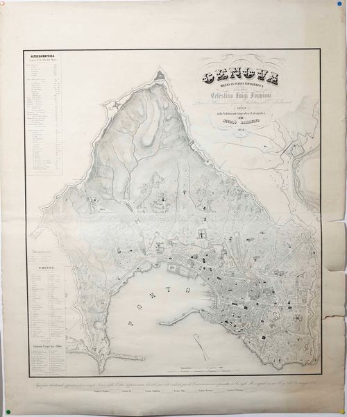 Foppiani Celestino Luigi Genova messa in pianta topografica... incisa nello stabilimento litografico e calcografico di Nicolò Armanino Genova, 1854.  - Asta Libri antichi e rari, Stampe, Vedute e Mappe - Associazione Nazionale - Case d'Asta italiane
