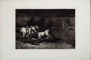 Francisco Goya - Francisco Goya (Fuendetodos 1746 - Bordeaux 1828) Mariano Ceballos, alias El Indo, mata el toro desde du caballo