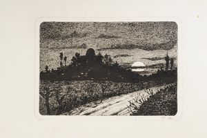 Mentore Maggini (1890-1941) Cinque raffinati disegni a china e acquerello... 1911-1912-1936-1937  - Asta Libri antichi e rari, Stampe, Vedute e Mappe - Associazione Nazionale - Case d'Asta italiane