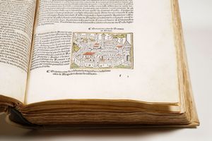 Foresti, Giacomo Filippo (1434-1520) Cronicha de tuto el mondo uulgare. Impresso nella inclita Citta di Venetia : per me Bernardino Rizo de Nouara, 1491 adi 8 de Octobrio  - Asta Libri antichi e rari, Stampe, Vedute e Mappe - Associazione Nazionale - Case d'Asta italiane