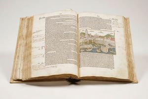 Foresti, Giacomo Filippo (1434-1520) Cronicha de tuto el mondo uulgare. Impresso nella inclita Citta di Venetia : per me Bernardino Rizo de Nouara, 1491 adi 8 de Octobrio  - Asta Libri antichi e rari, Stampe, Vedute e Mappe - Associazione Nazionale - Case d'Asta italiane