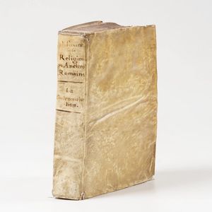 Du Choul, Guillaume. Discours de la Religion des anciens Romains de la Castrametation & discipline militaire d'Iceux. Des bains & antiques exercitations grecques & romaines. Illustr de mdailles & figures retires des marbres antiques, qui se trouvent  Rome & parfois par notre Gaule. Discours sur la Castramatation et discipline militaire des anciens romains, des bains & Antiques exercitations Grecques et Romaines.<BR>2 vols. Lyon: Guillaume Roville, 1581.  - Asta Libri antichi e rari, Stampe, Vedute e Mappe - Associazione Nazionale - Case d'Asta italiane