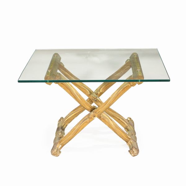Tavolino in legno dorato e cristallo  - Asta Arredi Sculture Oggetti D'Arte I Web Only - Associazione Nazionale - Case d'Asta italiane