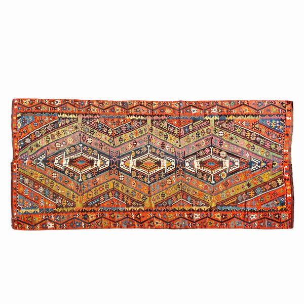 Tappeto Kilim Reyhanli  - Asta Arredi Sculture Oggetti D'Arte I Web Only - Associazione Nazionale - Case d'Asta italiane