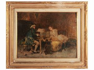 Scuola italiana - Veduta d'interno con scena di concerto