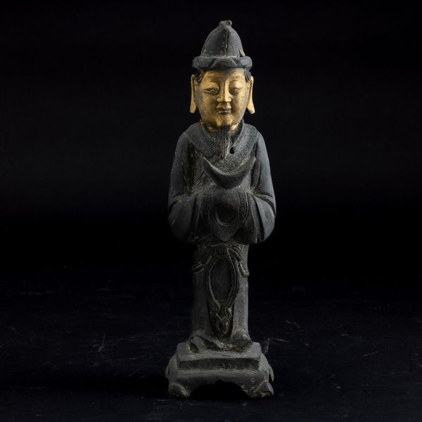 Figura di saggio stante in bronzo parzialmente dorato a freddo, Cina, Dinastia Ming, XVII secolo  - Asta Arte orientale  - Associazione Nazionale - Case d'Asta italiane