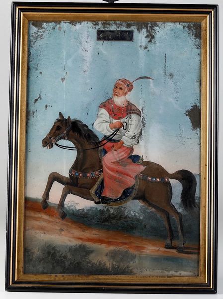Coppia di dipinti su vetro raffiguranti personaggi a cavallo, India, XIX secolo  - Asta Arte orientale  - Associazione Nazionale - Case d'Asta italiane