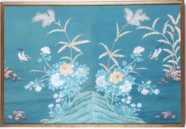 Dipinto su carta raffigurante soggetto naturalistico con uccellini e fiori, Cina, Dinastia Qing, XIX secolo  - Asta Arte orientale  - Associazione Nazionale - Case d'Asta italiane