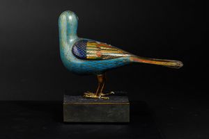 Figura di uccellino a smalti cloisonn, Cina, Dinastia Qing, XIX secolo  - Asta Arte orientale  - Associazione Nazionale - Case d'Asta italiane