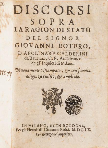 Raccolta volumi miscellanei dal XVI al XVII sec. (Con ex libris silografico)  - Asta Libri Antichi - Associazione Nazionale - Case d'Asta italiane