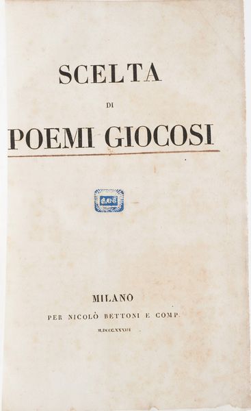 Gio. Gherardo De Rossi. Commedie, Bassano 1790.  - Asta Libri Antichi - Associazione Nazionale - Case d'Asta italiane