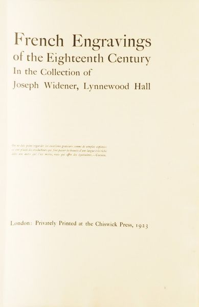 Bibliografia su incisioni francesi, sec XVIII French engravings of the eighteenth century Chiswick press, londra 1923. (completo) (volumi IV)<BR>  - Asta Libri Antichi - Associazione Nazionale - Case d'Asta italiane