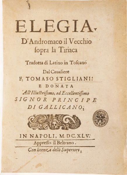 Antonio Pellegrini Della vita solitaria et de lo sprezzamento della morte...Venezia, 1548  - Asta Libri Antichi - Associazione Nazionale - Case d'Asta italiane