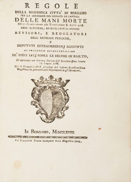 Bergamo-Edizioni di interesse bergamasco 9 opere di interesse bergamasco o stampate a Bergamo  - Asta Libri Antichi - Associazione Nazionale - Case d'Asta italiane