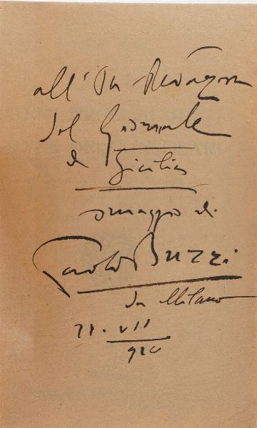 Buzzi Paolo. Carmi degli augusti e dei consolari. Milano Vitagliano, 1919.  - Asta Libri Antichi - Associazione Nazionale - Case d'Asta italiane