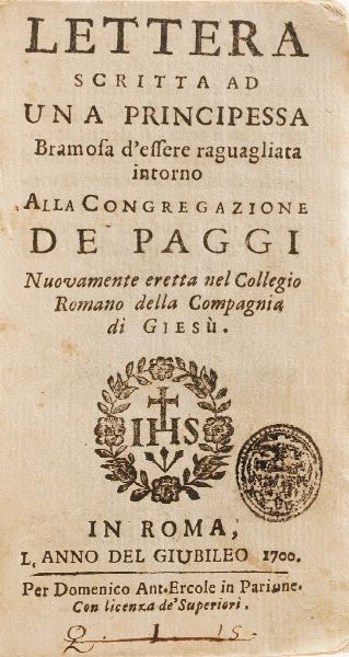 Raccolta di volumi miscellanei dal XVI al XVIII sec. (Con ex libris silografico)  - Asta Libri Antichi - Associazione Nazionale - Case d'Asta italiane
