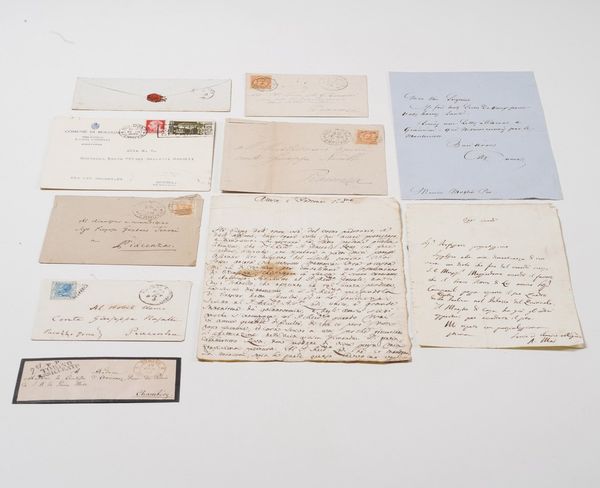 Tre lettere di autori diversi e sei incisioni in tondo. Tre lettere diverse, secoli XVIII-XIX, Da studiare. Presumibilmente di mano di Innocenzo Carlo Frugoni, Angelo Mai e Alexander Dumas  - Asta Libri Antichi - Associazione Nazionale - Case d'Asta italiane