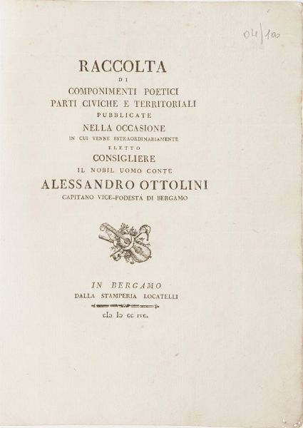 Bergamo-Edizioni di interesse bergamasco 10 opere di interesse bergamasco o stampate a Bergamo  - Asta Libri Antichi - Associazione Nazionale - Case d'Asta italiane