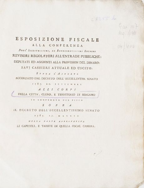 Bergamo-Edizioni di interesse bergamasco 10 opere di interesse bergamasco o stampate a Bergamo  - Asta Libri Antichi - Associazione Nazionale - Case d'Asta italiane