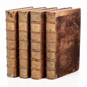 Jaques Bernard : Jacques Bernard Recueil des traitez de paix, de treve, de neutralit, de confederation, d'alliance, et de commerce...Amsterdam, chez Henry et la Veuve de T. Boom, 1700. Quattro volumi  - Asta Libri Antichi - Associazione Nazionale - Case d'Asta italiane