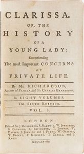 Samuel Richardson. Clarissa, London, Rivingston, 1768.  - Asta Libri Antichi - Associazione Nazionale - Case d'Asta italiane