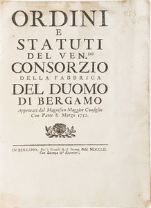 Bergamo-Edizioni di interesse bergamasco 10 opere di interesse bergamasco o stampate a Bergamo  - Asta Libri Antichi - Associazione Nazionale - Case d'Asta italiane
