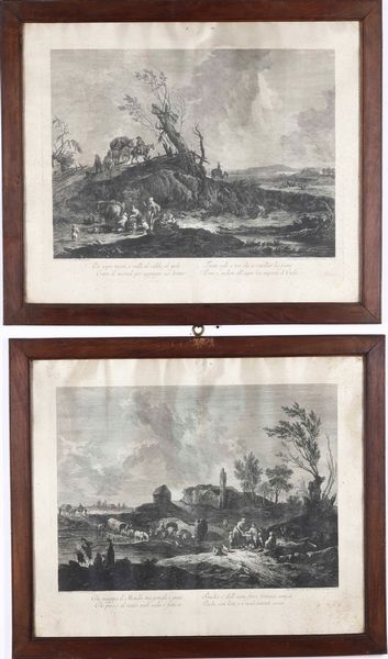 Giovanni Volpato Due grandi acqueforti dalla serie dei proverbi veneti  - Asta Stampe, Vedute e Carte Geografiche - Associazione Nazionale - Case d'Asta italiane