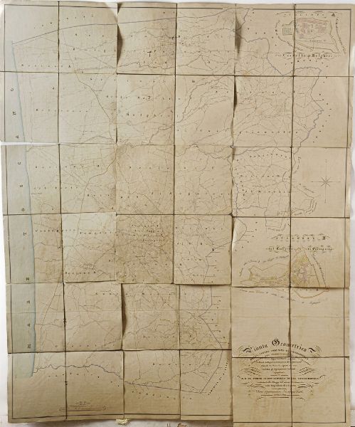 Grande pianta di Cabreo 9 fogli relativa alle tenute di Bolgheri, Catagneto e Castiglioncello.  - Asta Stampe, Vedute e Carte Geografiche - Associazione Nazionale - Case d'Asta italiane