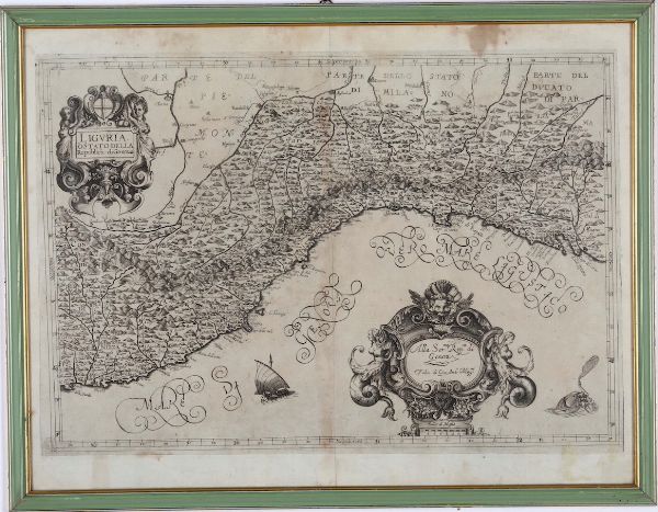 Magini Antonio Liguria o stato della republica di Genova, Bologna, 1620  - Asta Stampe, Vedute e Carte Geografiche - Associazione Nazionale - Case d'Asta italiane