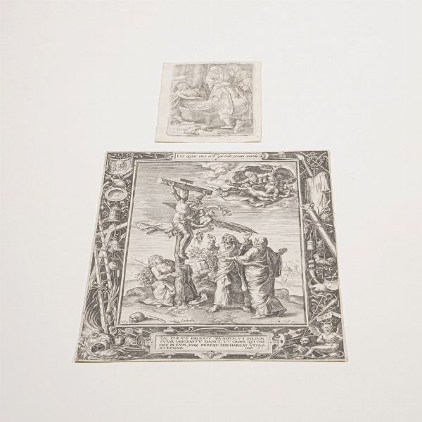 Cock Hieronimus (1507-1570) Il cristo crocifisso e le pie donne... Anversa, 1563.  - Asta Stampe, Vedute e Carte Geografiche - Associazione Nazionale - Case d'Asta italiane
