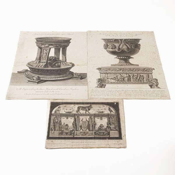 Piranesi Giovan Battista (1720-1778) Due incisioni tratte dalla serie vasi, candelabri etc e una sulle antichit egizie.  - Asta Stampe, Vedute e Carte Geografiche - Associazione Nazionale - Case d'Asta italiane