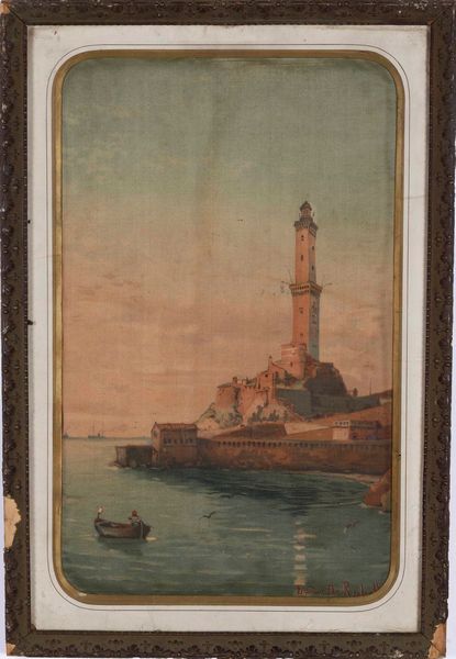 Egidio De Rubelli Veduta della Lanterna di Genova, 1860  - Asta Stampe, Vedute e Carte Geografiche - Associazione Nazionale - Case d'Asta italiane