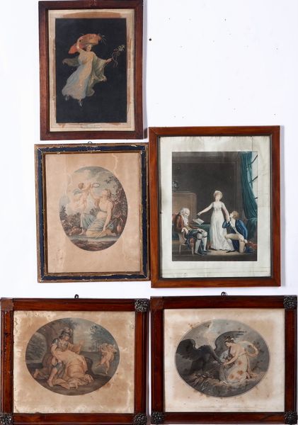 Neoclassicismo - 5 stampe entro cornici  - Asta Stampe, Vedute e Carte Geografiche - Associazione Nazionale - Case d'Asta italiane