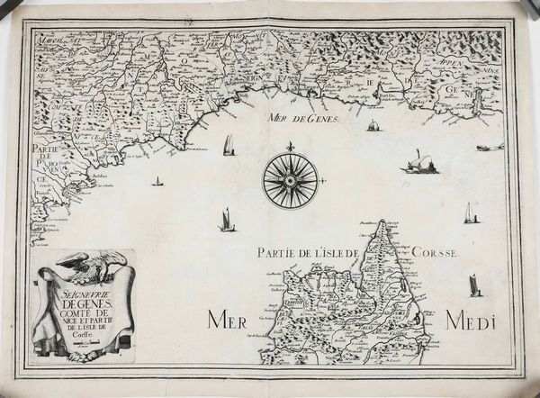 Carta topografica di Liguria e Corsica  - Asta Stampe, Vedute e Carte Geografiche - Associazione Nazionale - Case d'Asta italiane