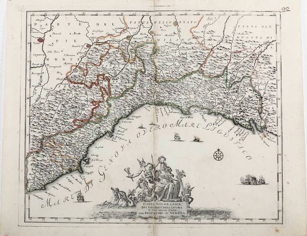 Carta corografica governo della Liguria, 1750  - Asta Stampe, Vedute e Carte Geografiche - Associazione Nazionale - Case d'Asta italiane