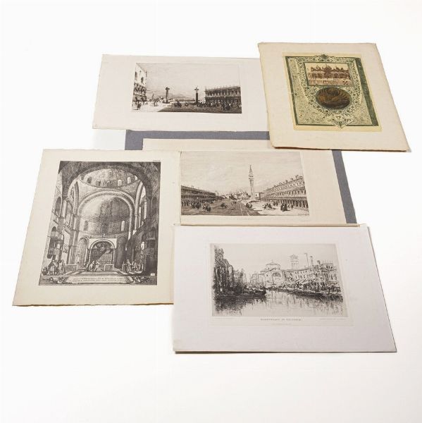 Venezia - incisioni Raccolta variegata di ottantasei incisioni riguardanti Venezia e la sua storia. Secoli XIX e XX.  - Asta Stampe, Vedute e Carte Geografiche - Associazione Nazionale - Case d'Asta italiane
