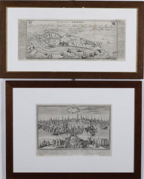 Venezia. Veduta di Venezia e carta topografica della stessa...Germania, secolo XVII-XVIII.  - Asta Stampe, Vedute e Carte Geografiche - Associazione Nazionale - Case d'Asta italiane